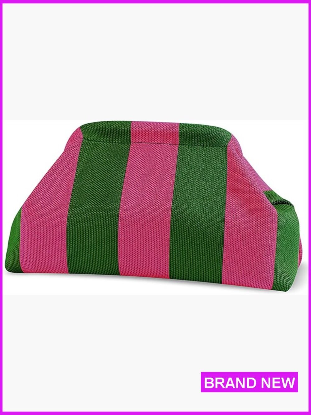 Woven Clutch Evening Bag Crochet Striped Dumpling Purse Knot Beach Vacation